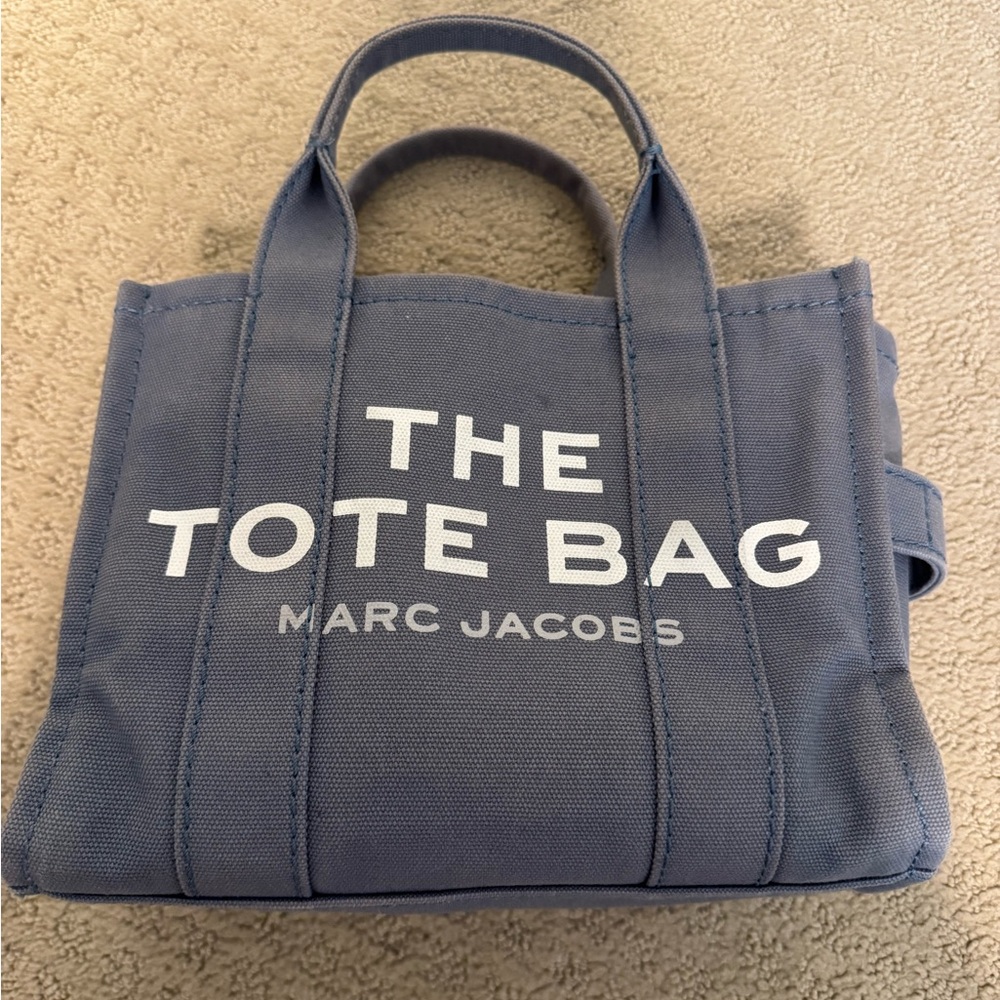 Marc Jacobs Blue Canvas Tote Bag with Structured Design